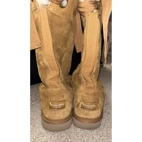 Koolaburra by Ugg Andrah Tall Suede Womens Boots Size 10 Sheepskin Chestnut - Picture 5 of 7